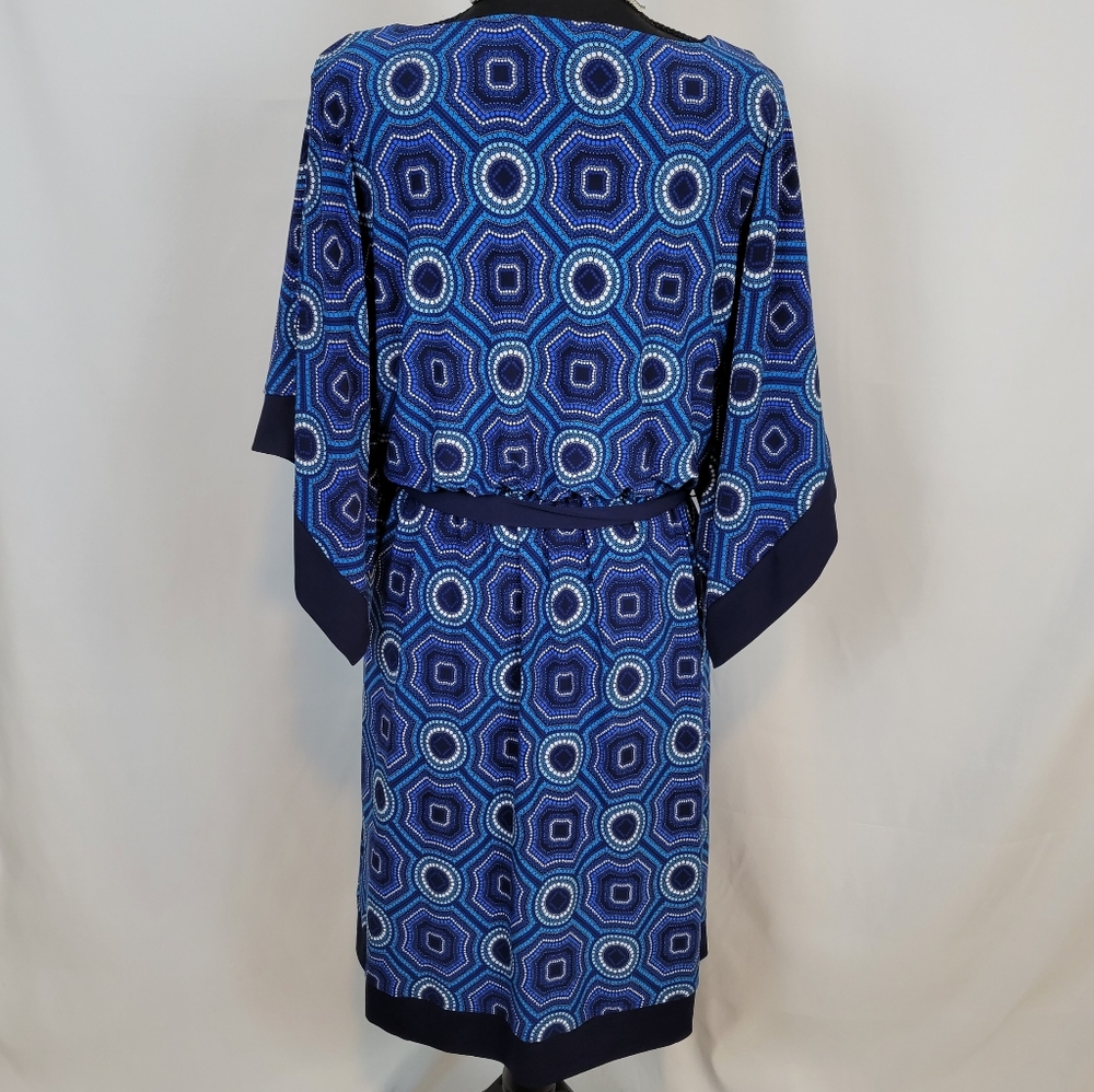 NEW - Dress Barn Midi Dress in Blue Geometric, Size: Medium - Picture 4 of 5